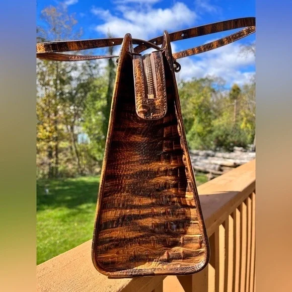 Brahmin Tia Tote Bag Tiger’s Eye Melbourne Leather Large Zip Tote NWT - Picture 2 of 7